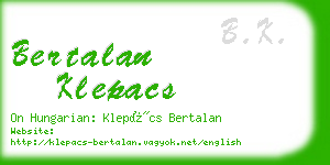 bertalan klepacs business card